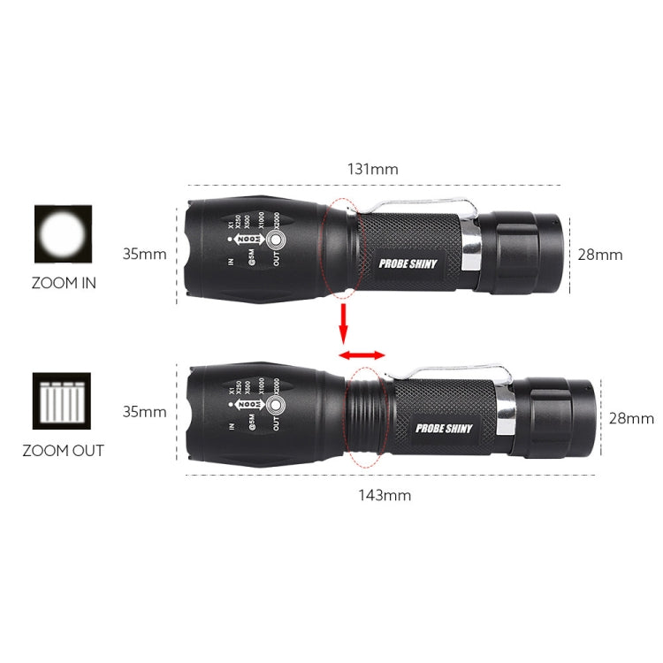 T02 Pen Clip Mini Flashlight T6 Telescopic Zoom Led Flashlight Outdoor Waterproof Long Shot Glare Flashlight, T02 Pen Clip