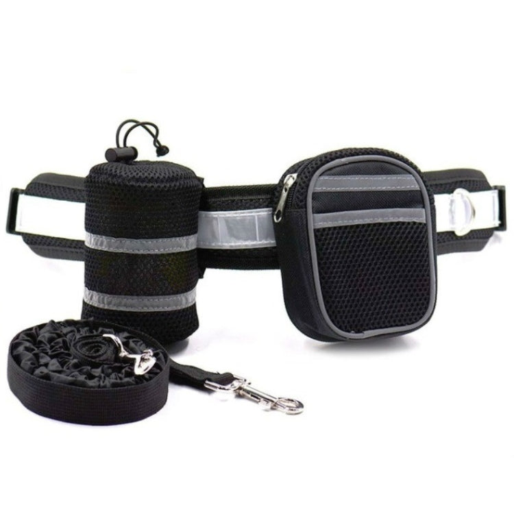 Dog Running Reflective Adjustable Belt Traction Rope with Small Bag, 4-Piece Set