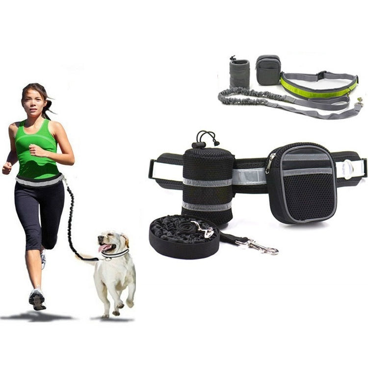 Dog Running Reflective Adjustable Belt Traction Rope with Small Bag, 4-Piece Set