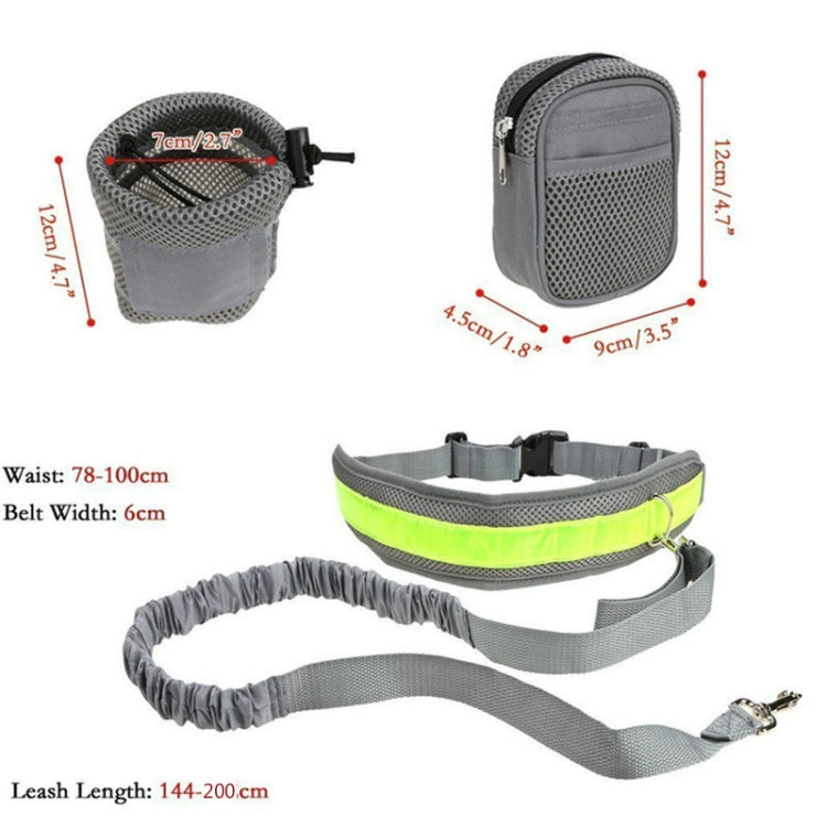 Dog Running Reflective Adjustable Belt Traction Rope with Small Bag, 4-Piece Set