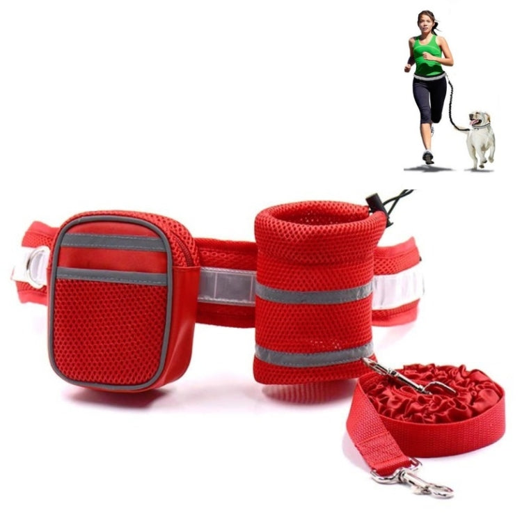 Dog Running Reflective Adjustable Belt Traction Rope with Small Bag, 4-Piece Set