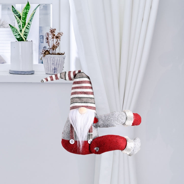 Christmas Decorations Striped Hat Forest Old Man Side Hug Curtain Door Curtain Buckle, Long Beard, Tied Beard