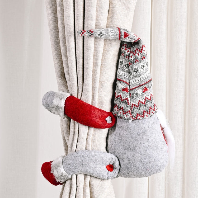 Christmas Decorations Striped Hat Forest Old Man Side Hug Curtain Door Curtain Buckle, Long Beard, Tied Beard