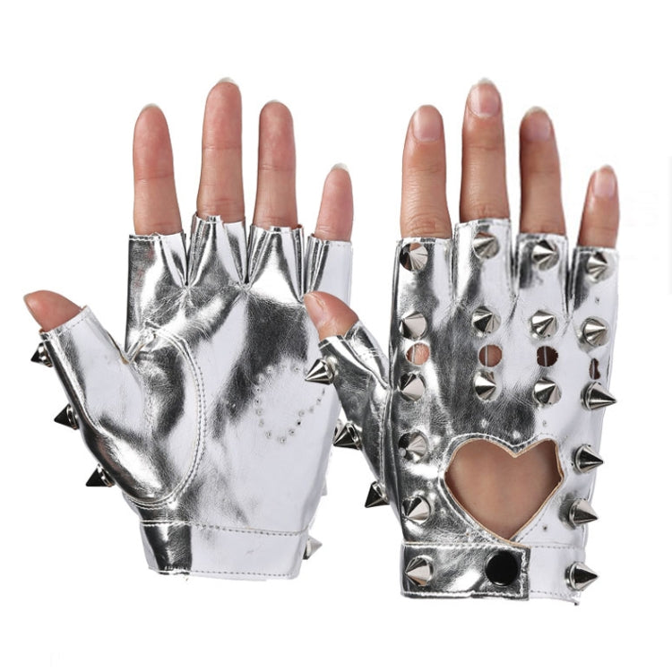 Children Punk Rivet Faux Leather Glove Kids DS Dancing Rock and Roll Jazz Half Finger Glove