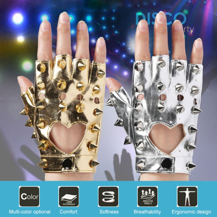 Children Punk Rivet Faux Leather Glove Kids DS Dancing Rock and Roll Jazz Half Finger Glove