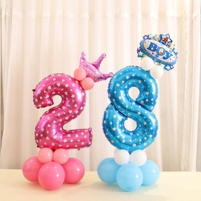Number Foil Balloon Happy Birthday Decoration, Number 0, Number 9, Number 8, Number 7, Number 4, Number 3, Number 1, Number 2, Number 6, Number 5