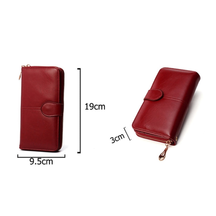 Multifunction Zipper Women Leather Wallet Long Trifold Coin Purse Card Holder Clutch, Black, Brown, Red Wine, Deep Blue, Pink, Orange
