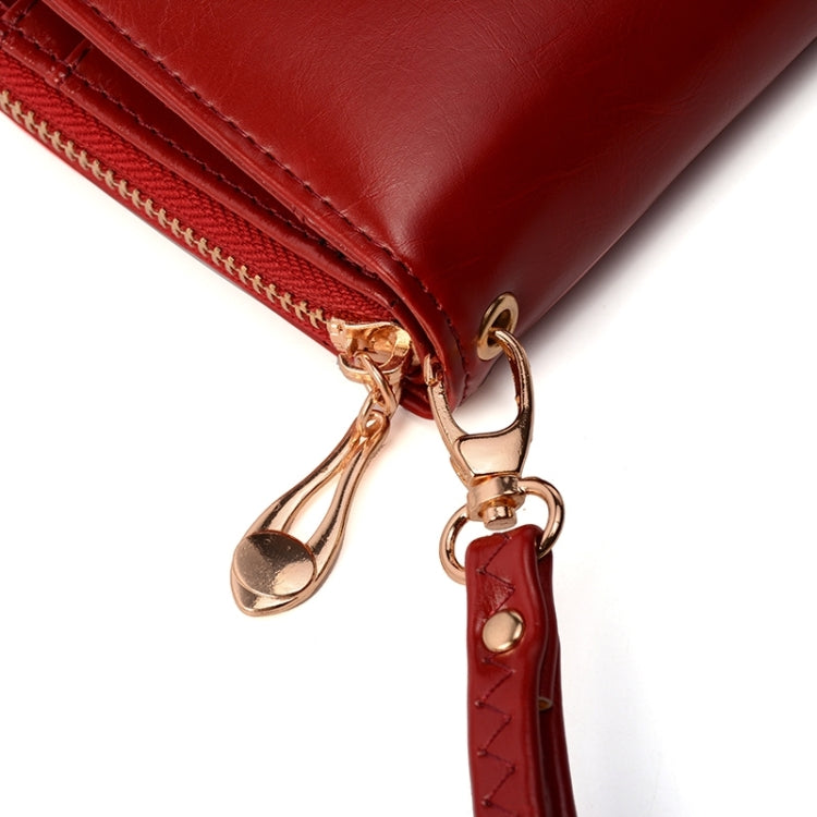 Multifunction Zipper Women Leather Wallet Long Trifold Coin Purse Card Holder Clutch, Black, Brown, Red Wine, Deep Blue, Pink, Orange