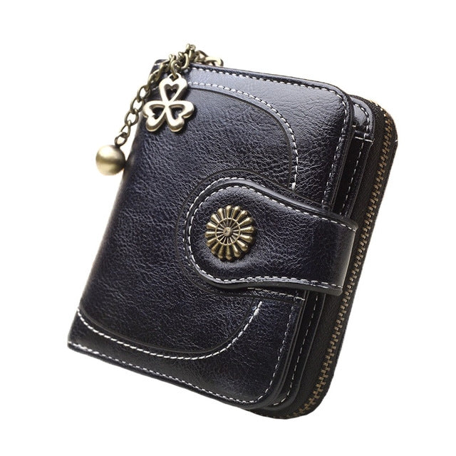 Vintage Button Phone Purses Women Wallets Female Purse Leather Brand Retro Ladies Long Zipper Woman Wallet Card Clutch