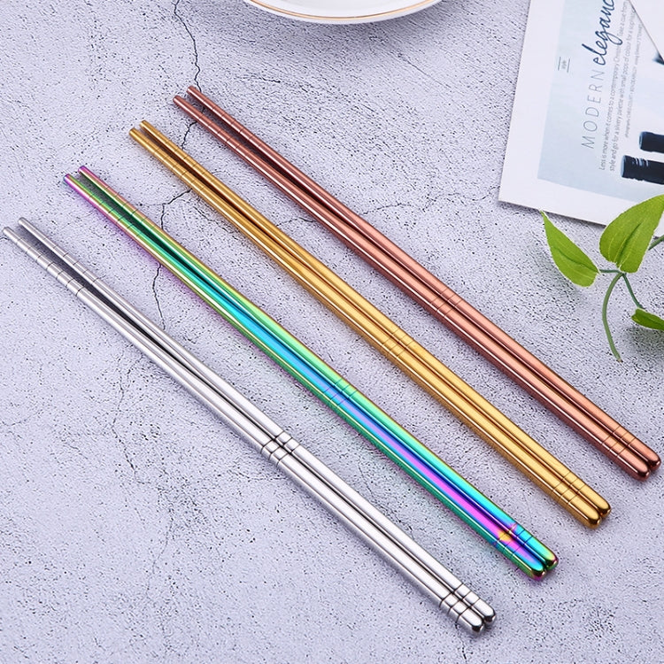 1 Pair Stainless Steel Tableware Colorful Reusable Metal Chopsticks Dishware, Length:23cm