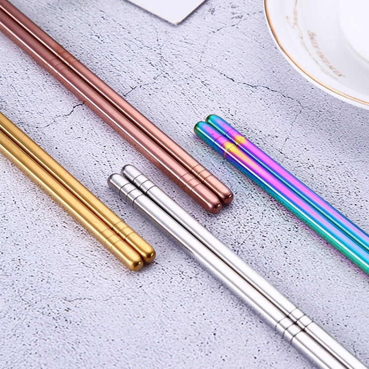 1 Pair Stainless Steel Tableware Colorful Reusable Metal Chopsticks Dishware, Length:23cm