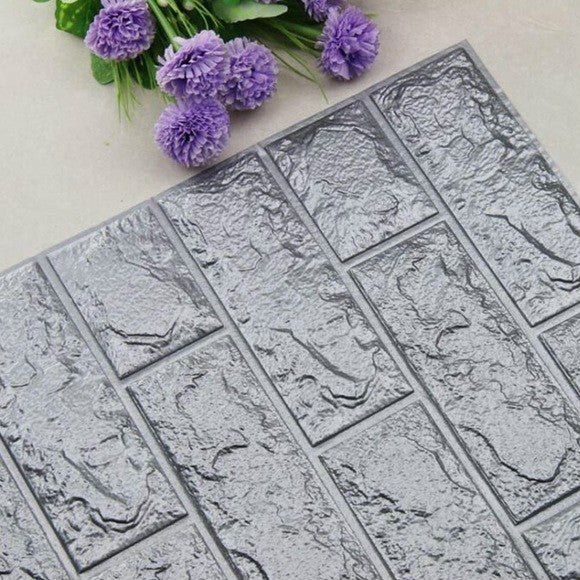2 PCS Self Adhesive Waterproof TV Background Brick Wallpapers 3D Wall Sticker Living Room Wallpaper Mural Bedroom Decorative Stickers, 70cm x 77cm