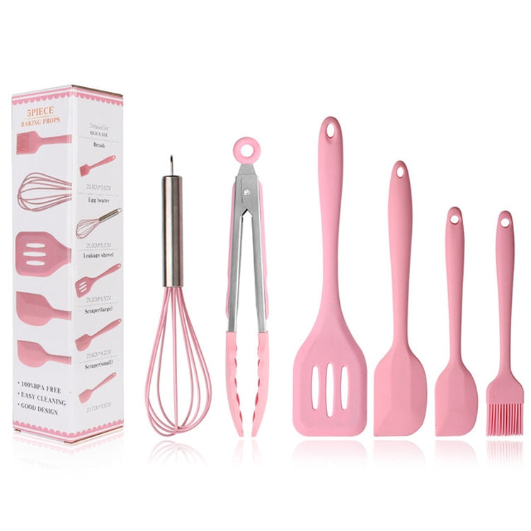 6 in 1 Silicone Kitchenware Slotted Spatula Scraper Egg Beater Brush Food Clip Set, 6 in 1 Pink, 6 in 1 Green, 6 in 1 Red