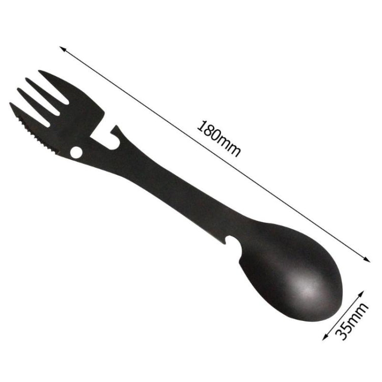 2 PCS 5 in 1 Multi-functional Outdoor Tools Stainless Steel Camping Survival EDC Kit Practical Fork Knife Spoon Bottle/Can Opener