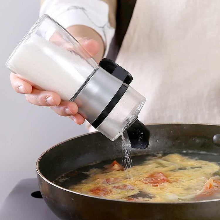 Press Type Salt Control Bottle Kitchen Household Sealed Moisture-Proof Metering Tank Set, Press Type Salt Control Bottle