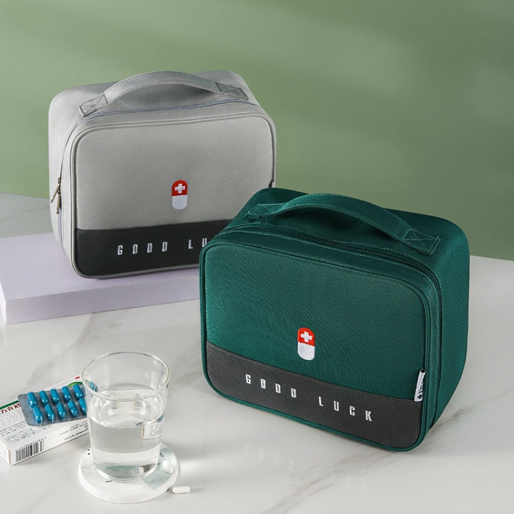 Thickened Large-Capacity Multifunctional Medicine Box Family Portable Storage Bag, Green, Gray, Pink