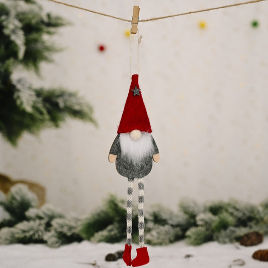 Christmas Ornaments Forest Old Man Doll Pendant, Red Hat, Gray Hat, Beige Hat