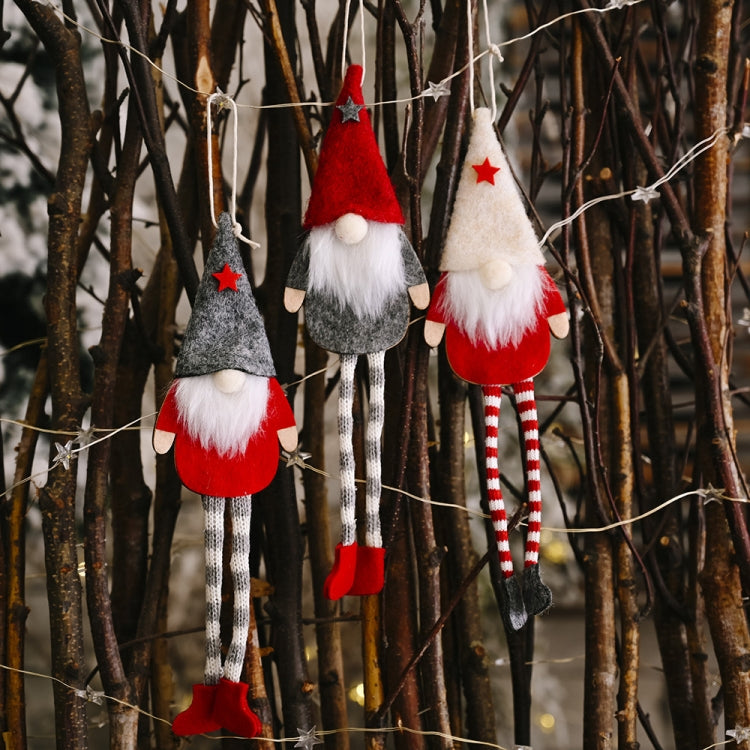 Christmas Ornaments Forest Old Man Doll Pendant, Red Hat, Gray Hat, Beige Hat