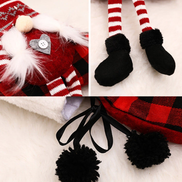 Hanging Feet Faceless Doll Christmas Socks Christmas Decoration Gift Bag, Red And Black Grid, Black And White Grid