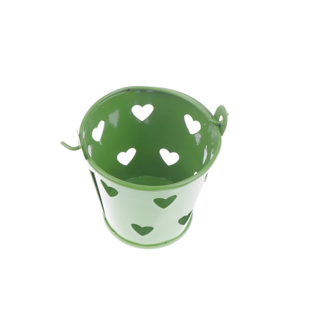 Heart Hollow Round Pen Holder Decoration Adorable Mini Desktop Storage Bucket Iron Pencil Holder Stand