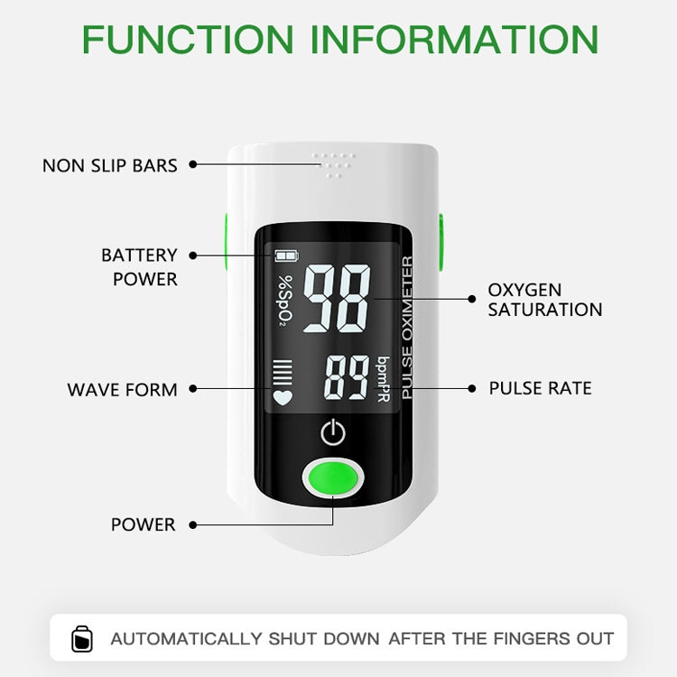 X1805 Oxygen Saturation Detector Medical Monitoring Heart Rate Finger Clip Oximeter, Black, Blue