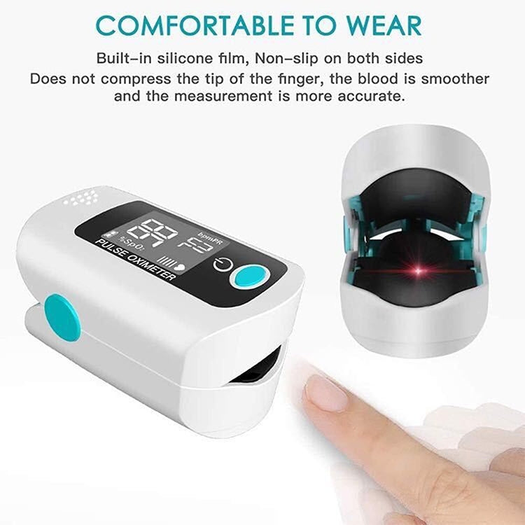 X1805 Oxygen Saturation Detector Medical Monitoring Heart Rate Finger Clip Oximeter, Black, Blue