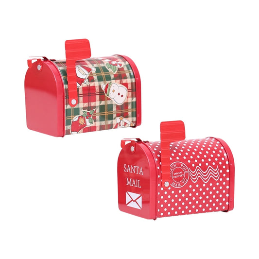 Christmas Decorations Tinplate Mailbox Box Children Gift Cartoon Candy Box, Wave Point, Cartoon Lattice