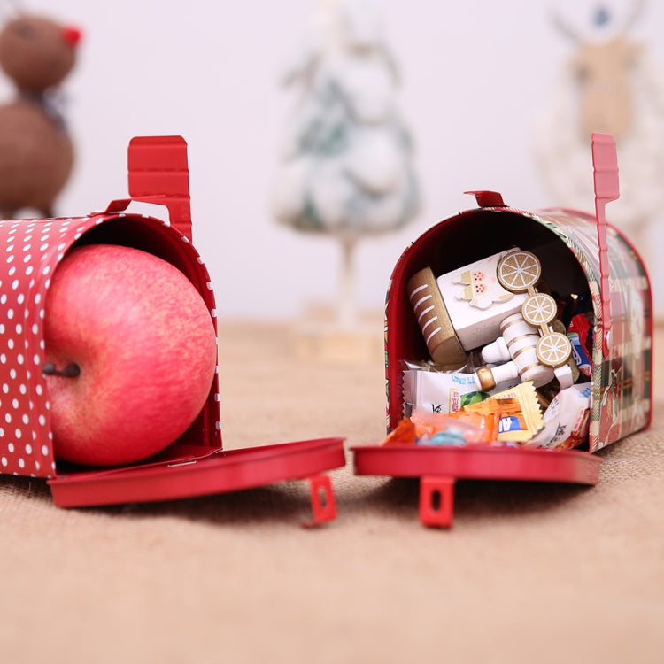Christmas Decorations Tinplate Mailbox Box Children Gift Cartoon Candy Box, Wave Point, Cartoon Lattice