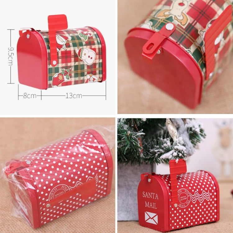 Christmas Decorations Tinplate Mailbox Box Children Gift Cartoon Candy Box, Wave Point, Cartoon Lattice