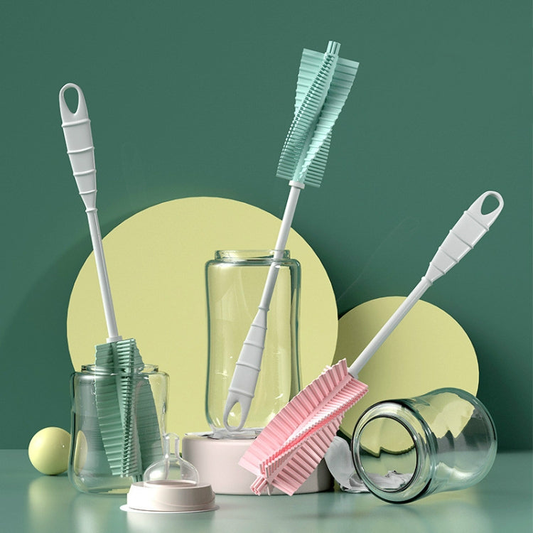 Silicone Baby Bottle Long Handle Cup Cleaning Brush 360 Degree Rotating Bottle Brush, Green, Pink, Light Blue
