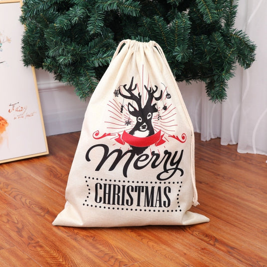 Large Printed Linen Backpack Christmas Gift Bag Candy Bag, A Type, B Type, C Type, D Type
