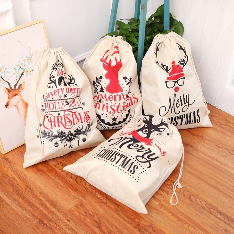 Large Printed Linen Backpack Christmas Gift Bag Candy Bag, A Type, B Type, C Type, D Type
