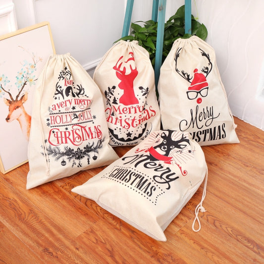 Large Printed Linen Backpack Christmas Gift Bag Candy Bag, A Type, B Type, C Type, D Type