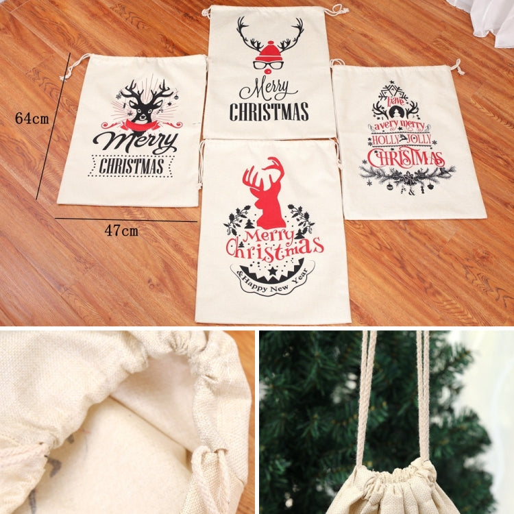 Large Printed Linen Backpack Christmas Gift Bag Candy Bag, A Type, B Type, C Type, D Type