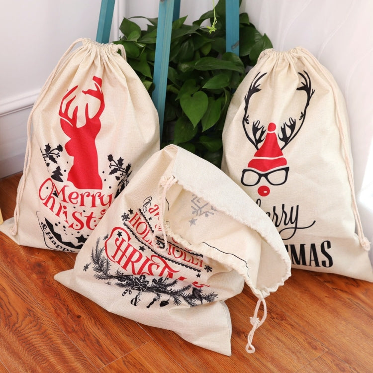Large Printed Linen Backpack Christmas Gift Bag Candy Bag, A Type, B Type, C Type, D Type