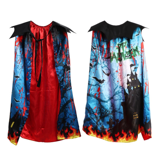 Halloween Dress Up Kids Double-Layer Printed Cloak