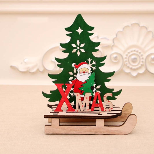 Christmas Decorations Christmas Painted Wooden Assembly DIY Sleigh Car Decoration Jigsaw Puzzle Gift, Large