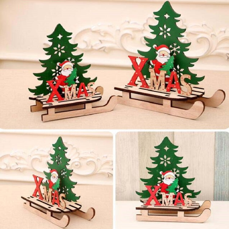 Christmas Decorations Christmas Painted Wooden Assembly DIY Sleigh Car Decoration Jigsaw Puzzle Gift, Large