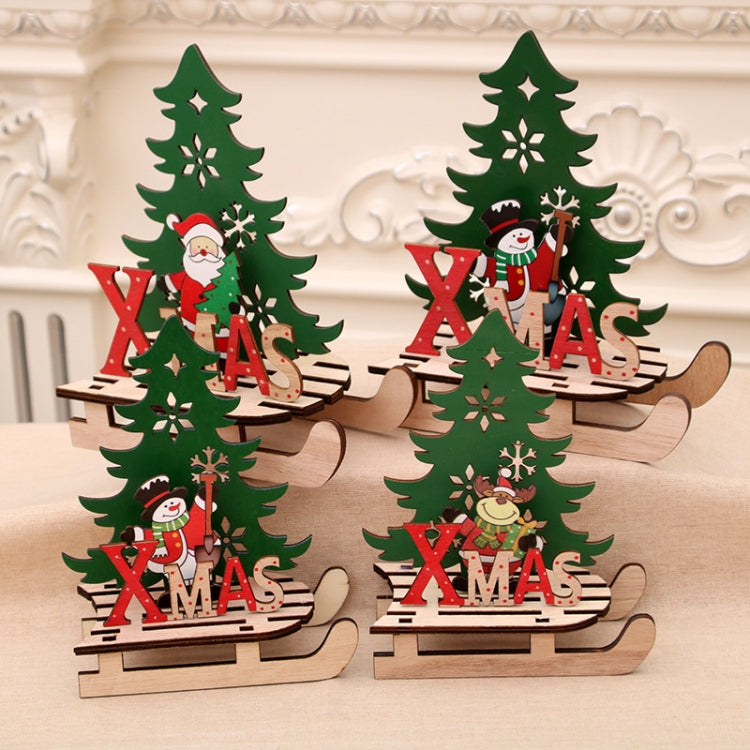 Christmas Decorations Christmas Painted Wooden Assembly DIY Sleigh Car Decoration Jigsaw Puzzle Gift, Large