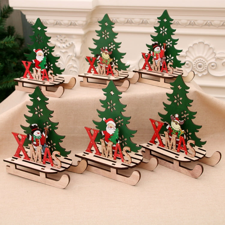 Christmas Decorations Christmas Painted Wooden Assembly DIY Sleigh Car Decoration Jigsaw Puzzle Gift, Large