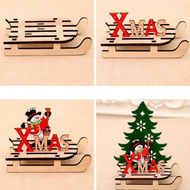 Christmas Decorations Christmas Painted Wooden Assembly DIY Sleigh Car Decoration Jigsaw Puzzle Gift, Large