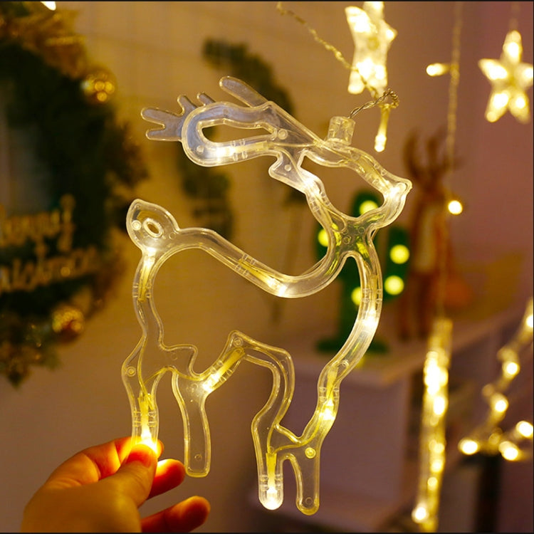 LED Curtain Lights Christmas Decoration Bell And Deer String Lights, 220V EU Plug, USB & Battery Box, Battery Box with RC