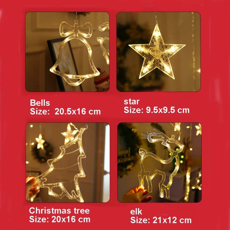 LED Curtain Lights Christmas Decoration Bell And Deer String Lights, 220V EU Plug, USB & Battery Box, Battery Box with RC