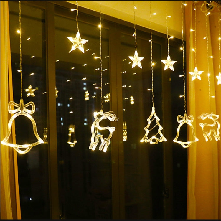 LED Curtain Lights Christmas Decoration Bell And Deer String Lights, 220V EU Plug, USB & Battery Box, Battery Box with RC