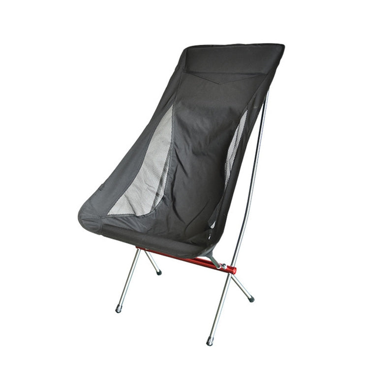 Outdoor Portable Folding Chair Ultralight Aluminum Alloy Moon Camping Beach Chair, Rice Gray Surface-Red Background, Black Surface-Red Background, Black Surface-Blue Background