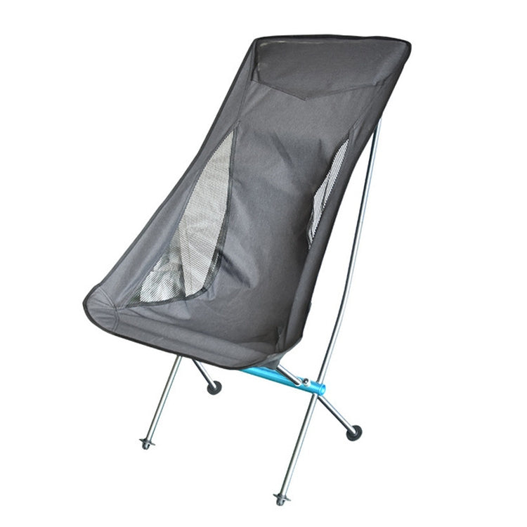 Outdoor Portable Folding Chair Ultralight Aluminum Alloy Moon Camping Beach Chair, Rice Gray Surface-Red Background, Black Surface-Red Background, Black Surface-Blue Background