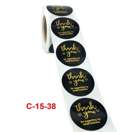 2 PCS Roll Dyeing Hot Stamping Thank You Sticker Label, 3.8cm / 1.5inch