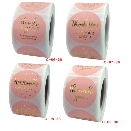 Roll Pink Hot Stamping Thank You Sticker Self-Adhesive Film Sticker  Envelope/Holiday Gift Decoration, C-06-38, C-07-38, C-08-38, C-09-38