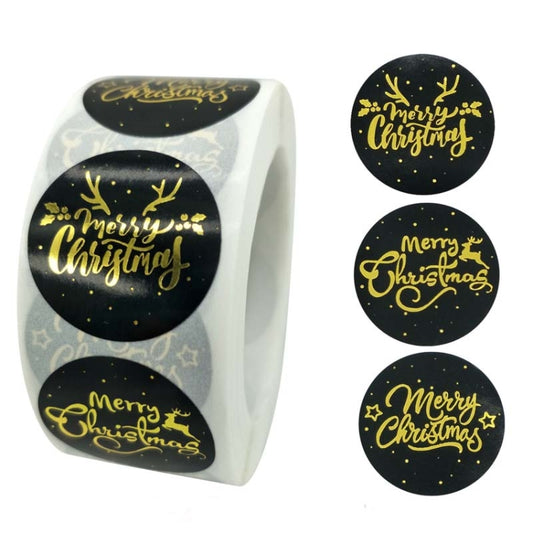 3 PCS Roll Hot Gold Stickers Christmas Stickers Holiday Gift Sealing Stickers, 2.5cm / 1inch
