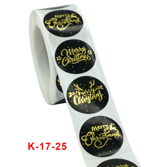 3 PCS Roll Hot Gold Stickers Christmas Stickers Holiday Gift Sealing Stickers, 2.5cm / 1inch